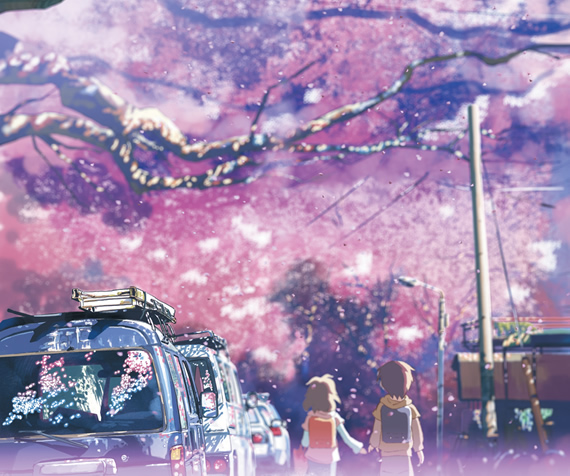 桜の下の2人の写真