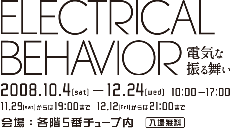 ELECTRICAL BEHAVIOR 電気な振る舞い 2008.10.4-12.24 会場:5番チューブ内